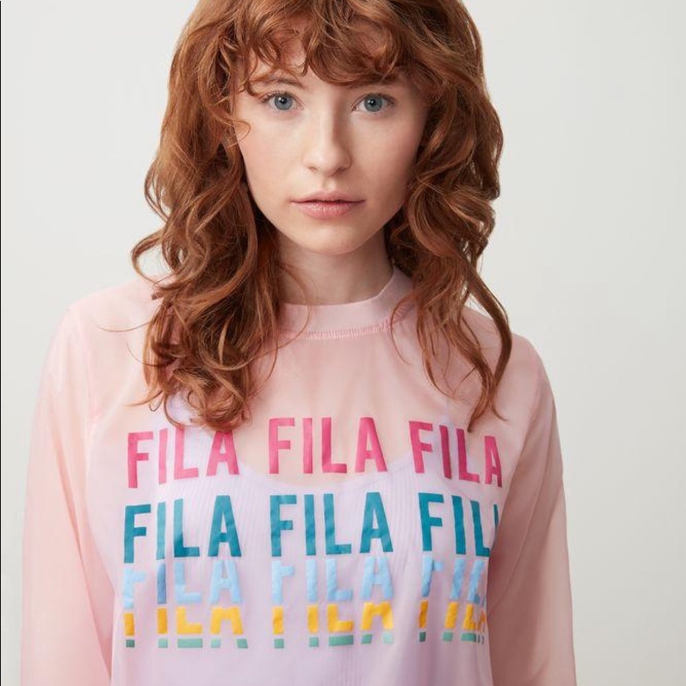 FILA Sol Sheer Woven Sweatshirt Pink Chalk - Picture 5 of 5